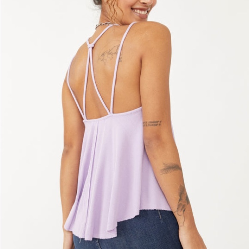 FREE PEOPLE  Rock Your World rib-knit tank top floaty VISCOS cami J088 NEW